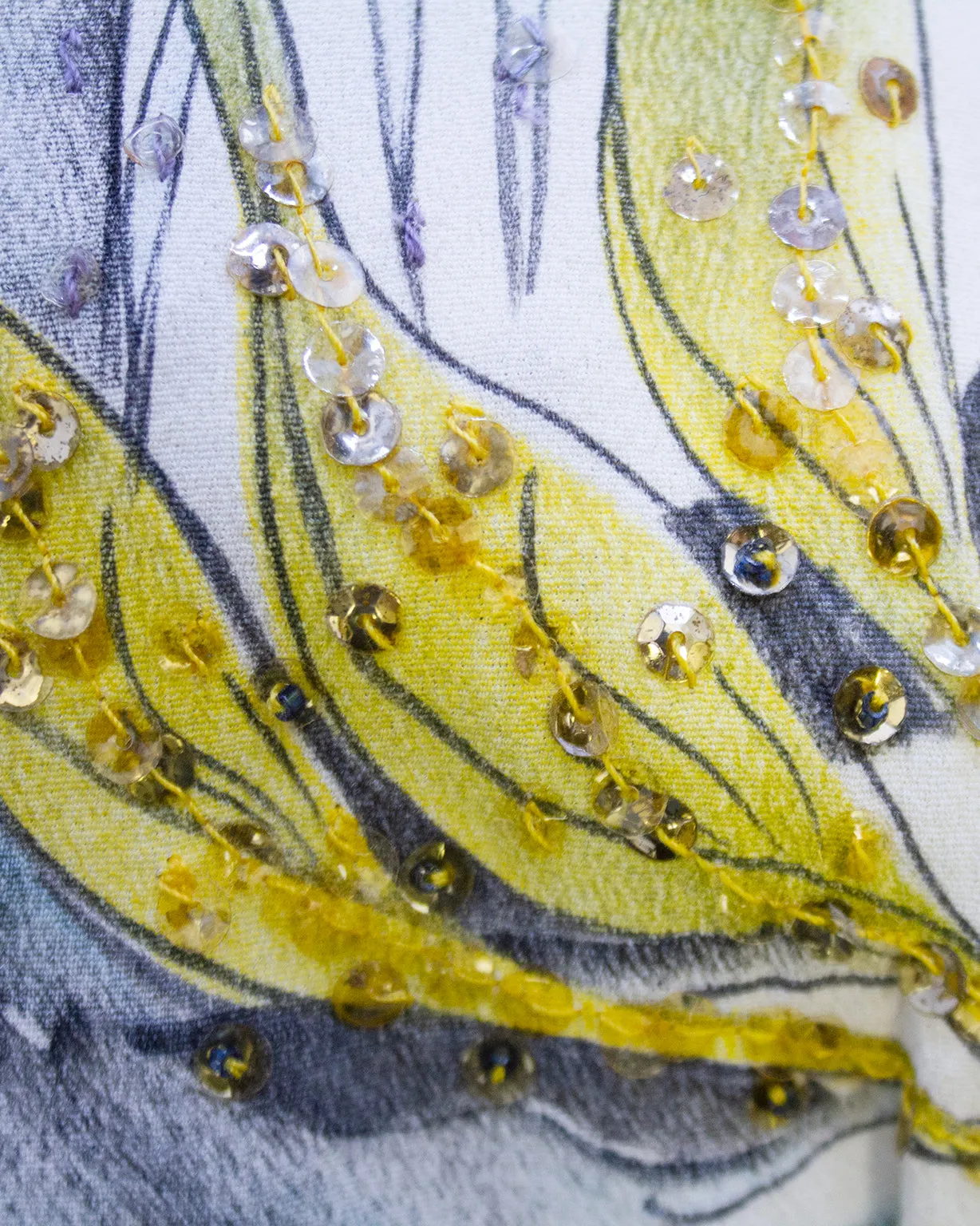 Cream Hand Painted & Jeweled Button Front Shirt