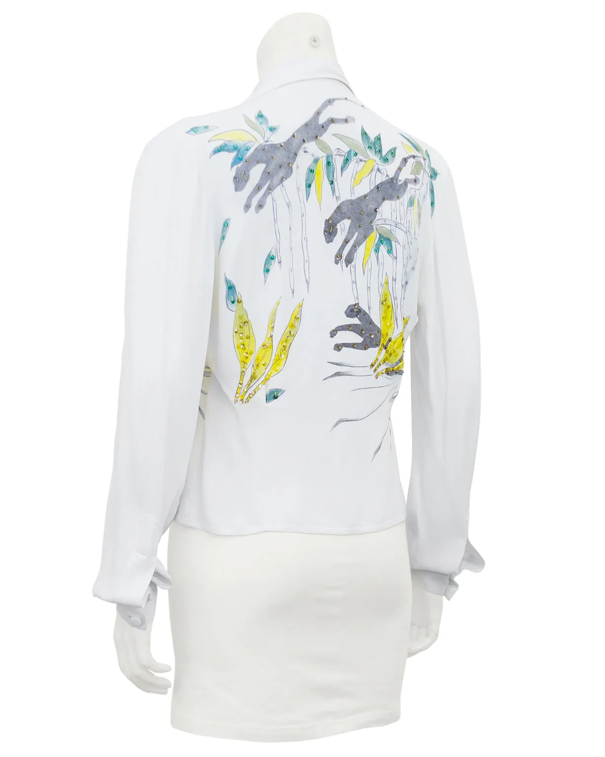 Cream Hand Painted & Jeweled Button Front Shirt