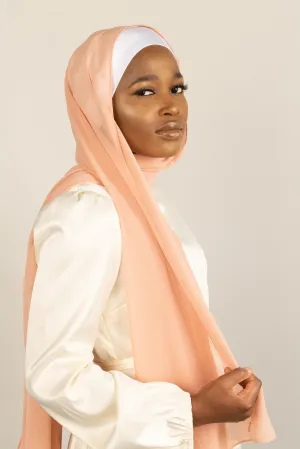 CREAMY PEACH Georgette Chiffon Scarf