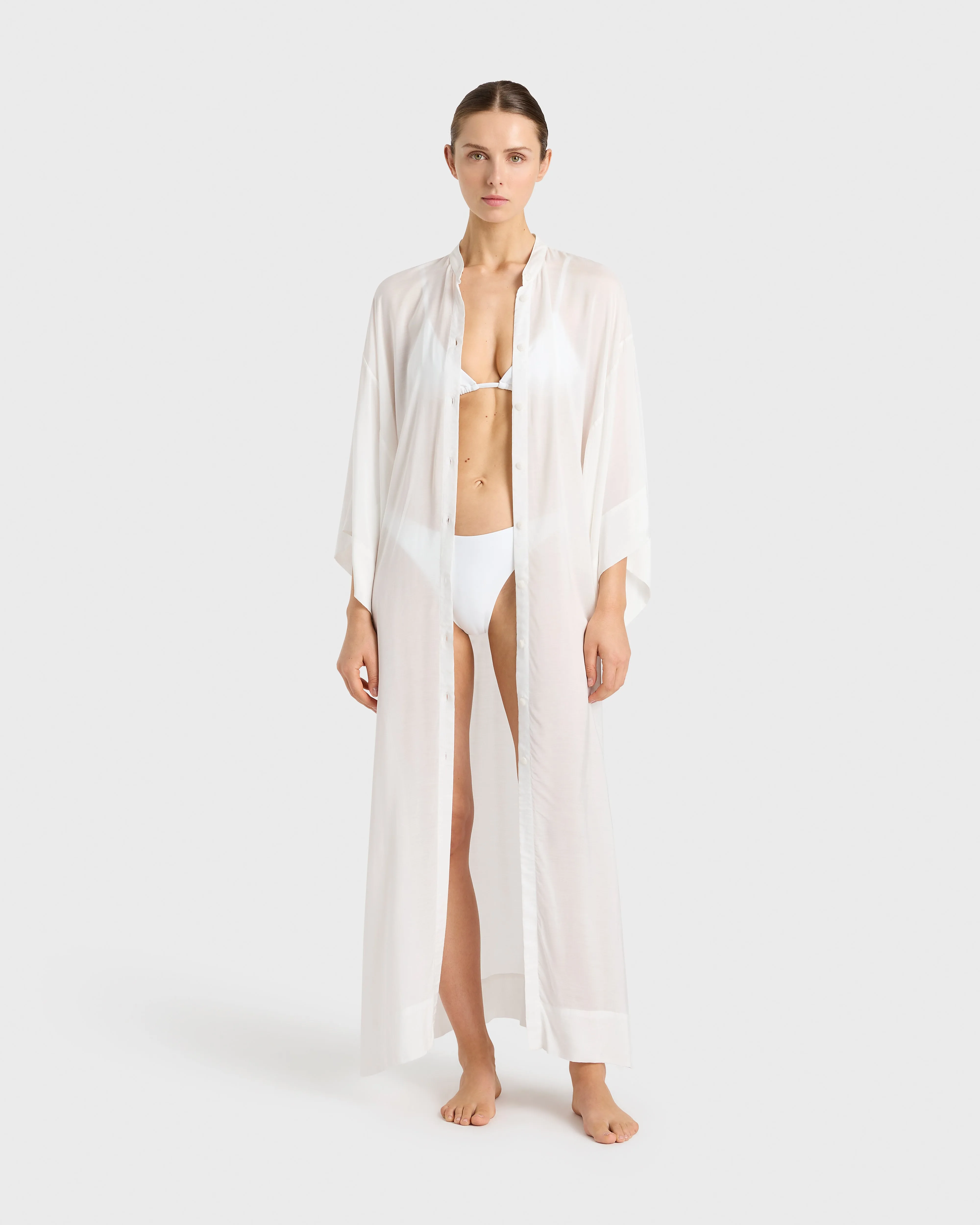 Cremona Kimono Sleeve Coverup - White