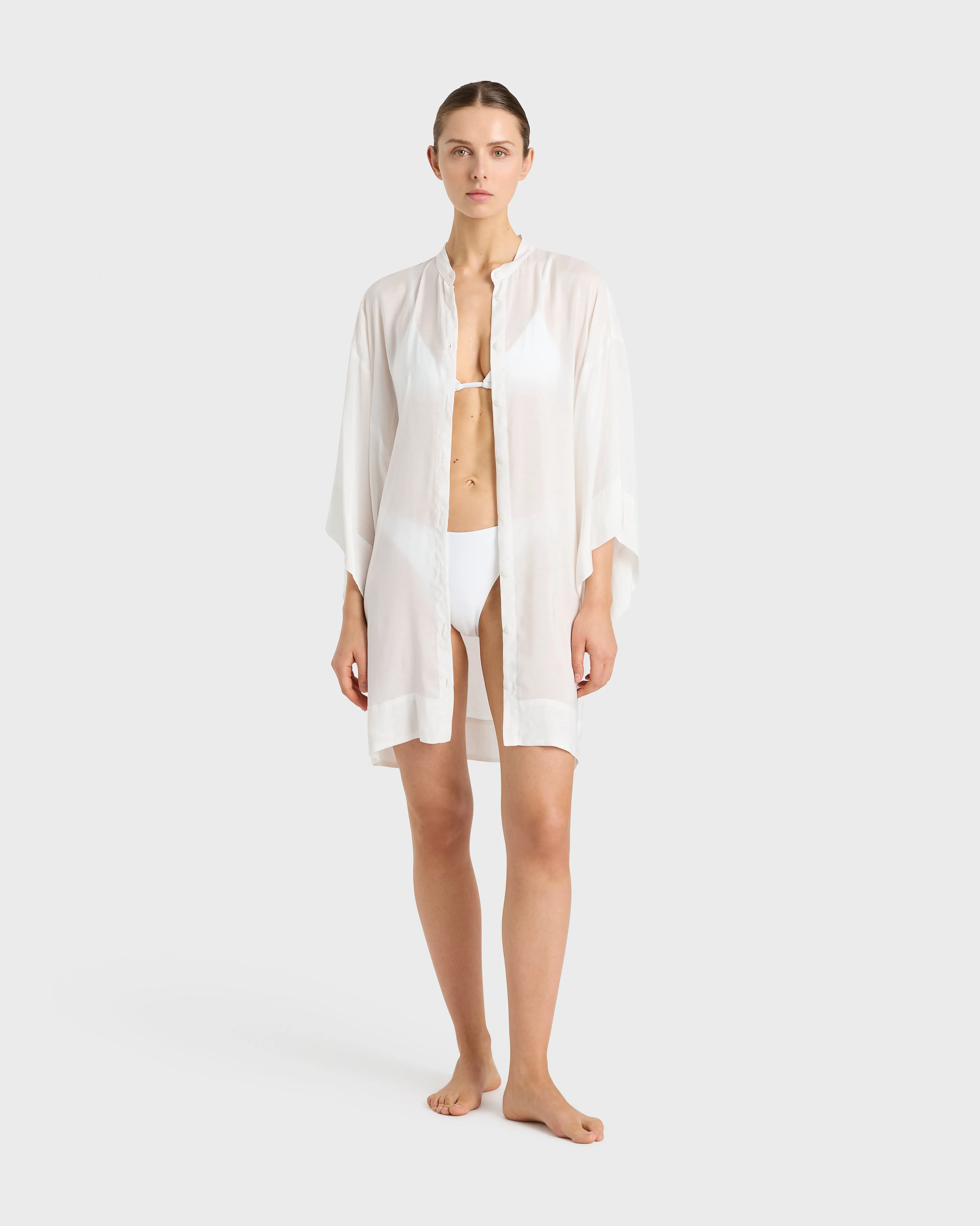 Cremona Mini Kimono Coverup - White