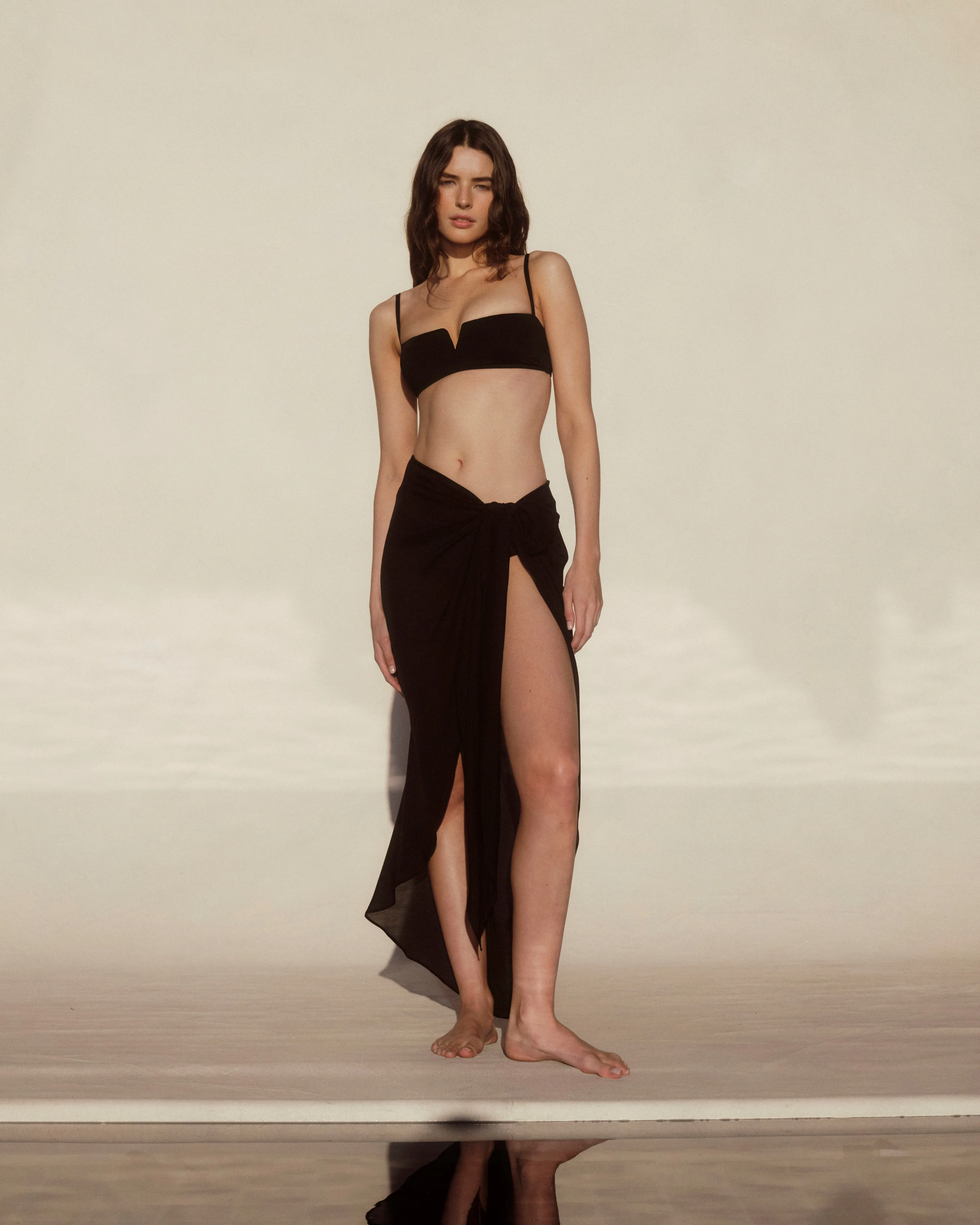 Cremona Tie Front Sarong - Black