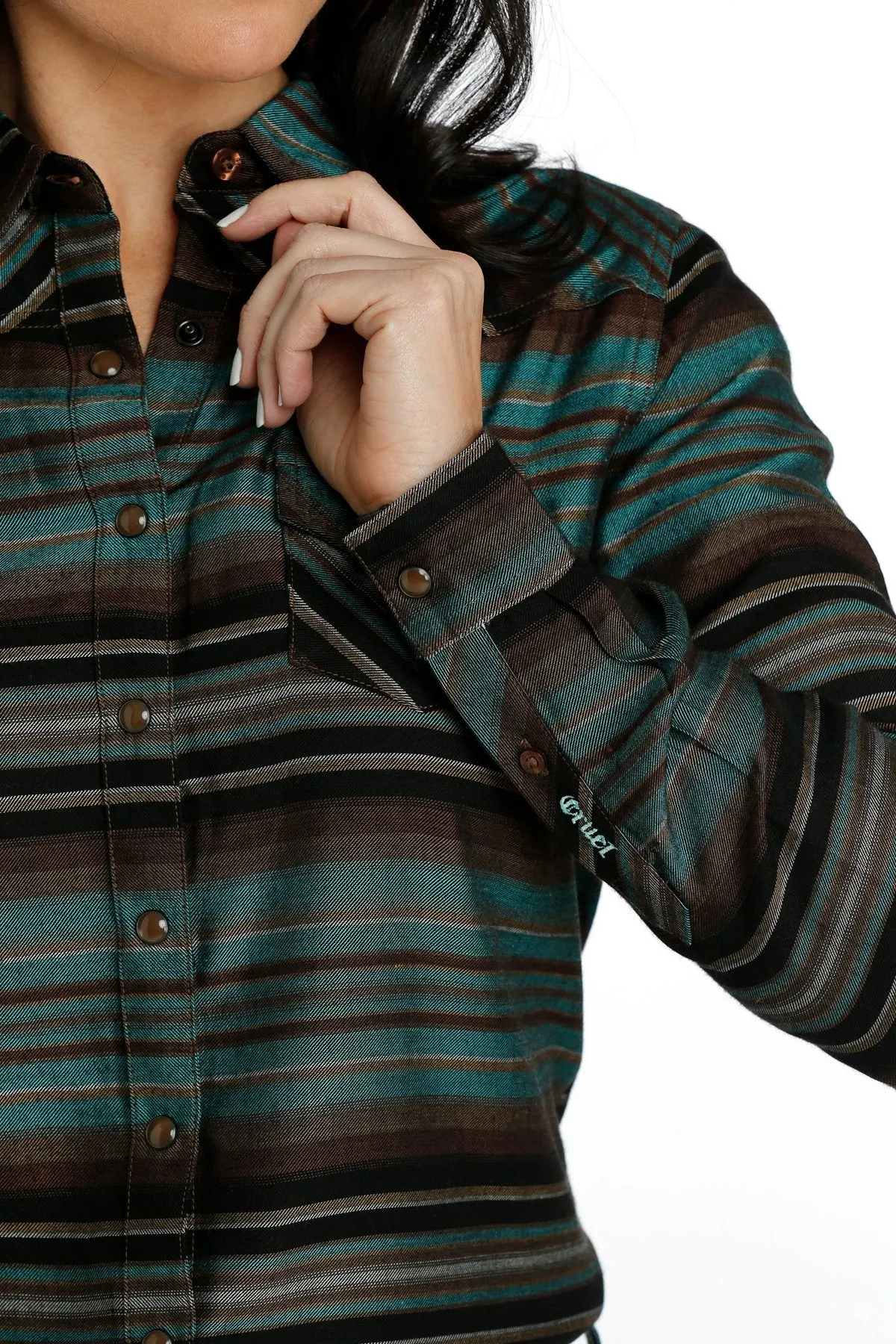 Cruel Women's Stripe Button Down Western Shirt