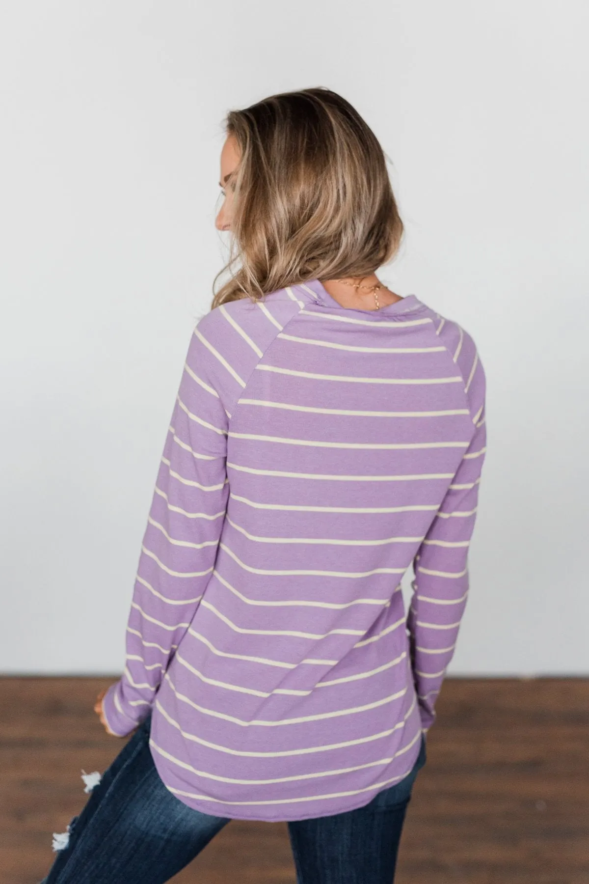 Dance With Somebody Striped Pullover Top- Lavender