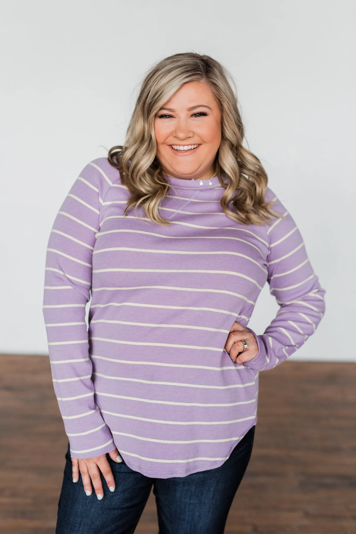 Dance With Somebody Striped Pullover Top- Lavender