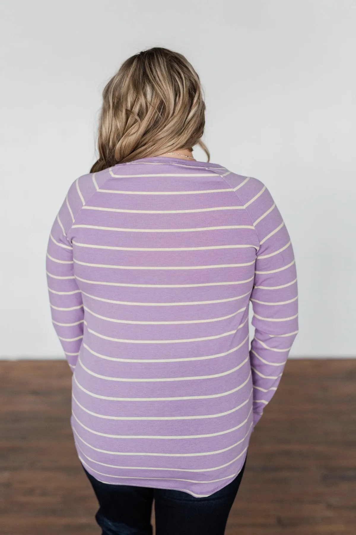 Dance With Somebody Striped Pullover Top- Lavender