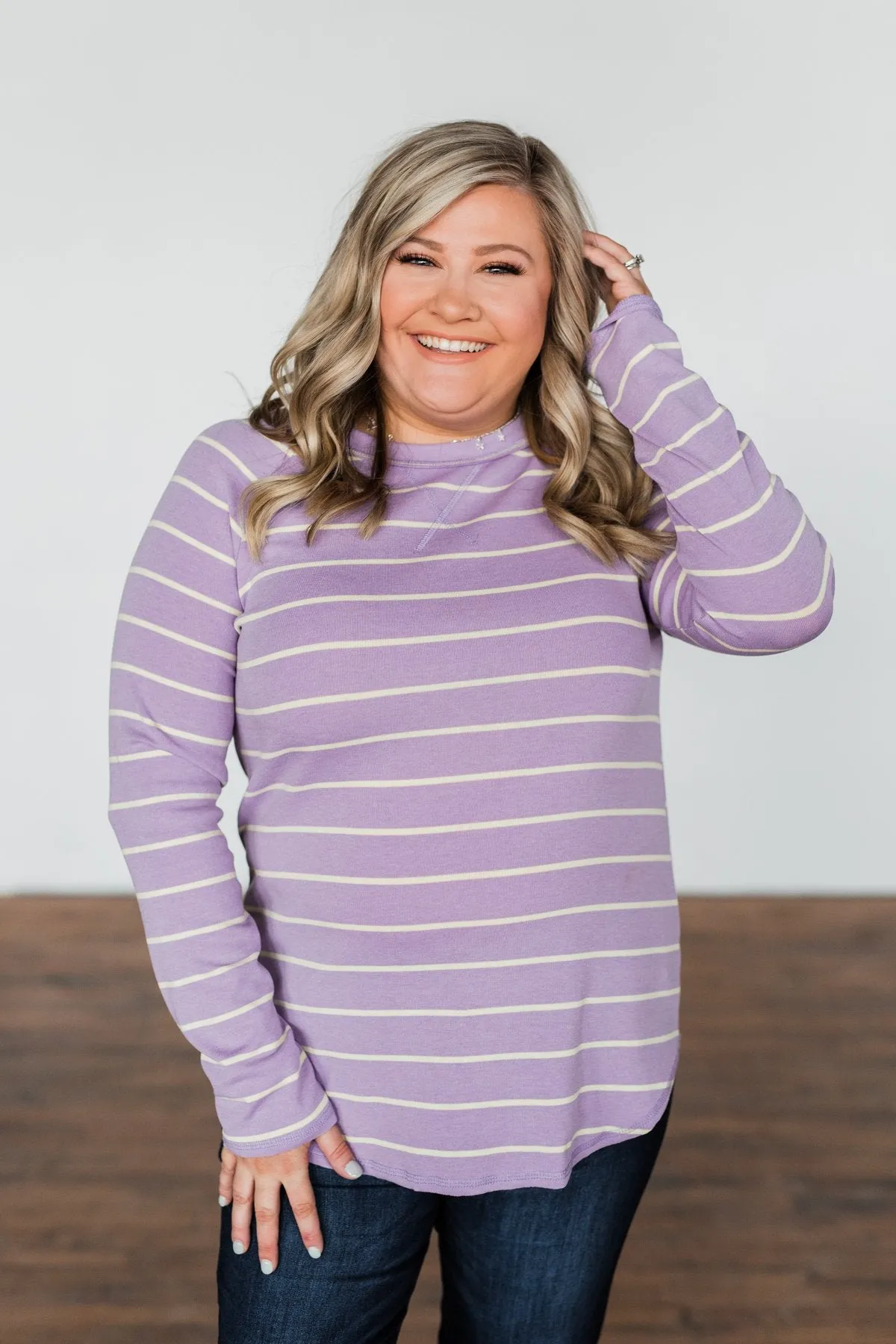 Dance With Somebody Striped Pullover Top- Lavender