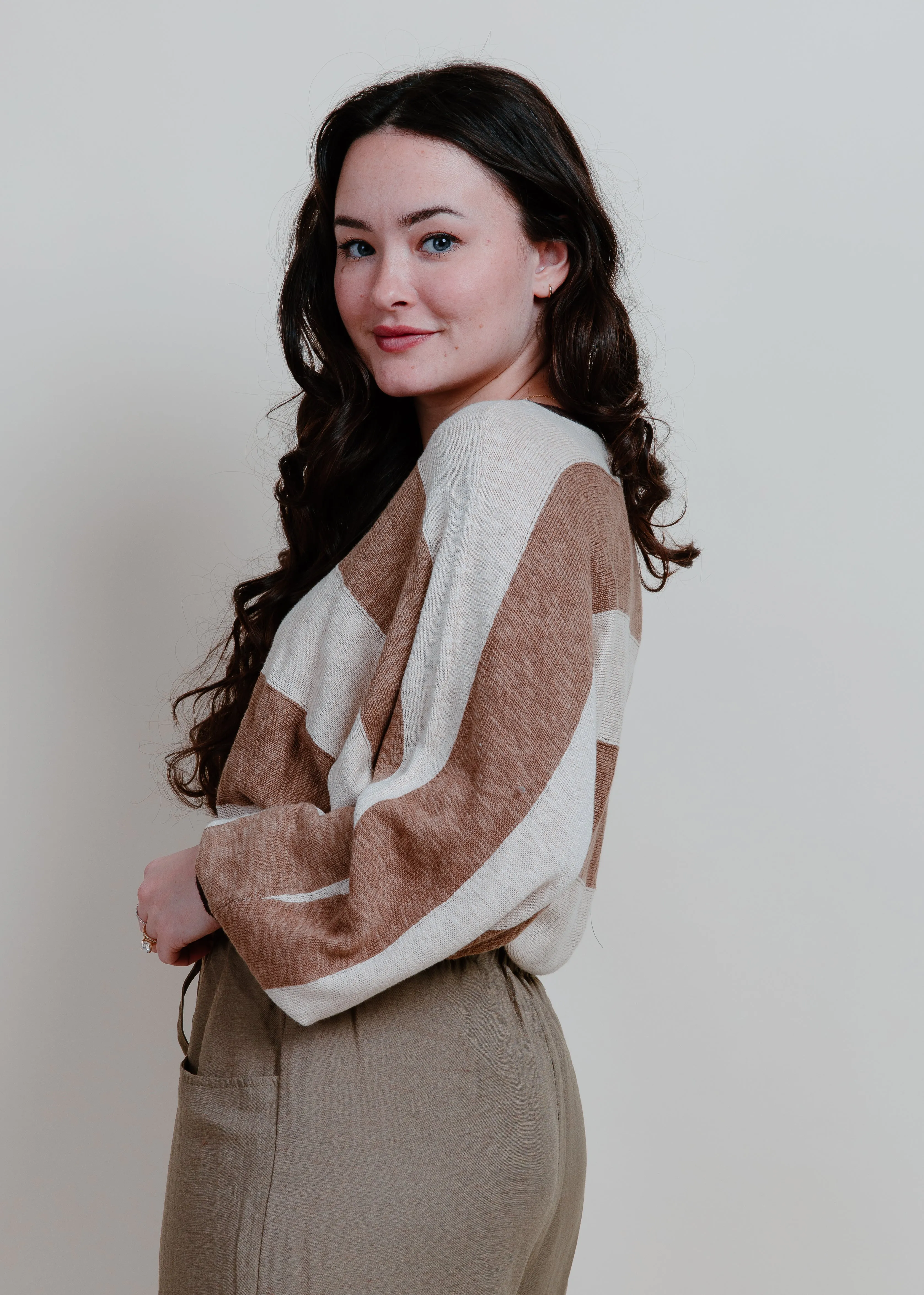 Delanie Striped Top - Coconut Milk