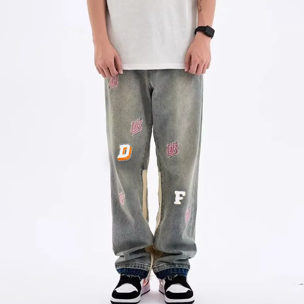 DF| Street Embroidered Patchwork Jeans