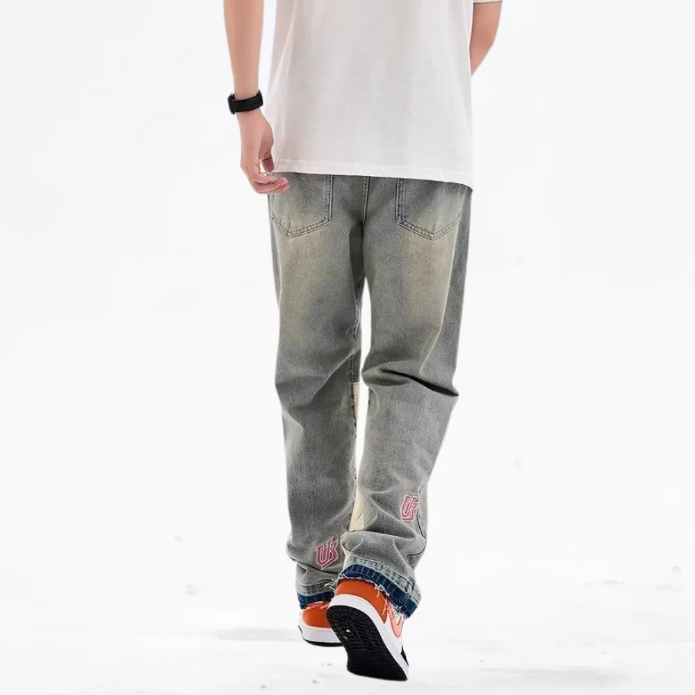 DF| Street Embroidered Patchwork Jeans