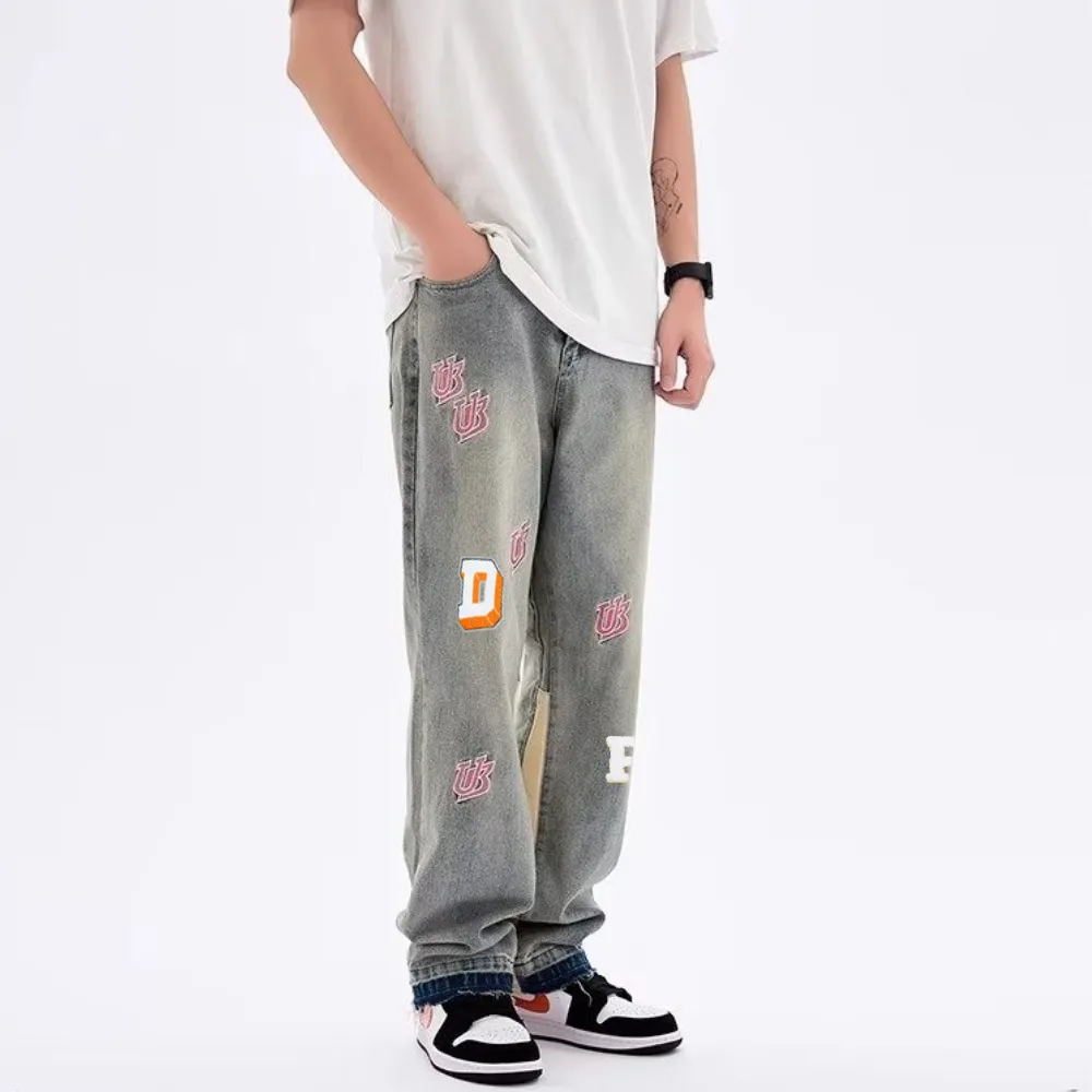 DF| Street Embroidered Patchwork Jeans