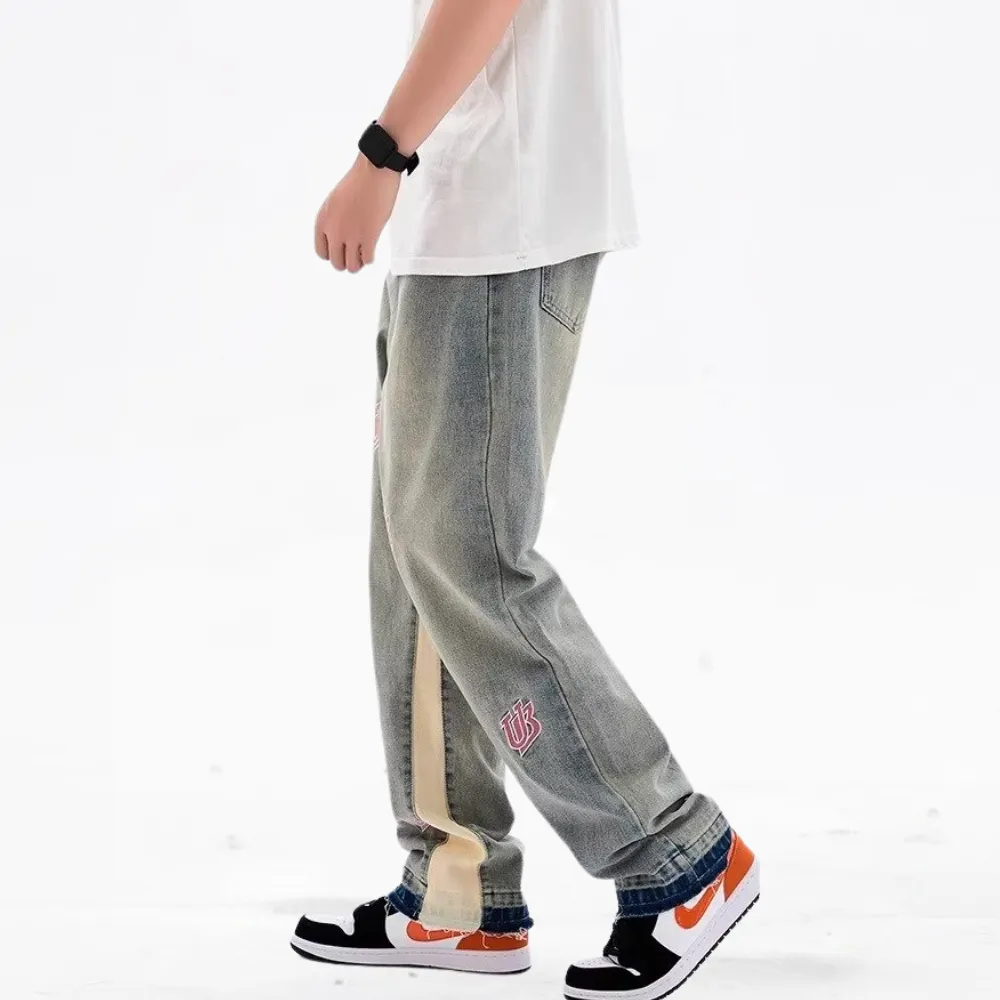 DF| Street Embroidered Patchwork Jeans