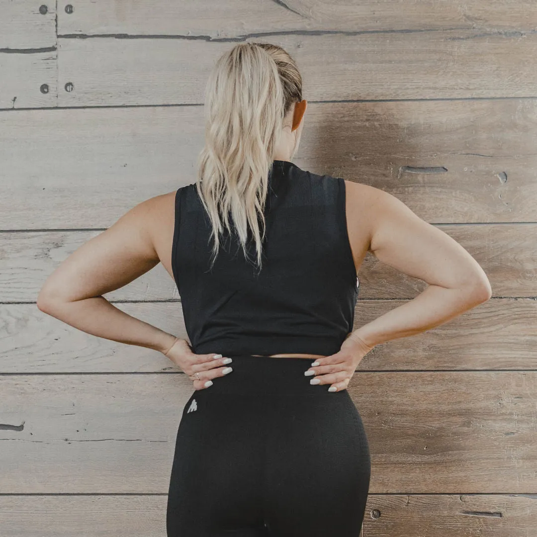 Drawstring Crop Top - Black (Women's)