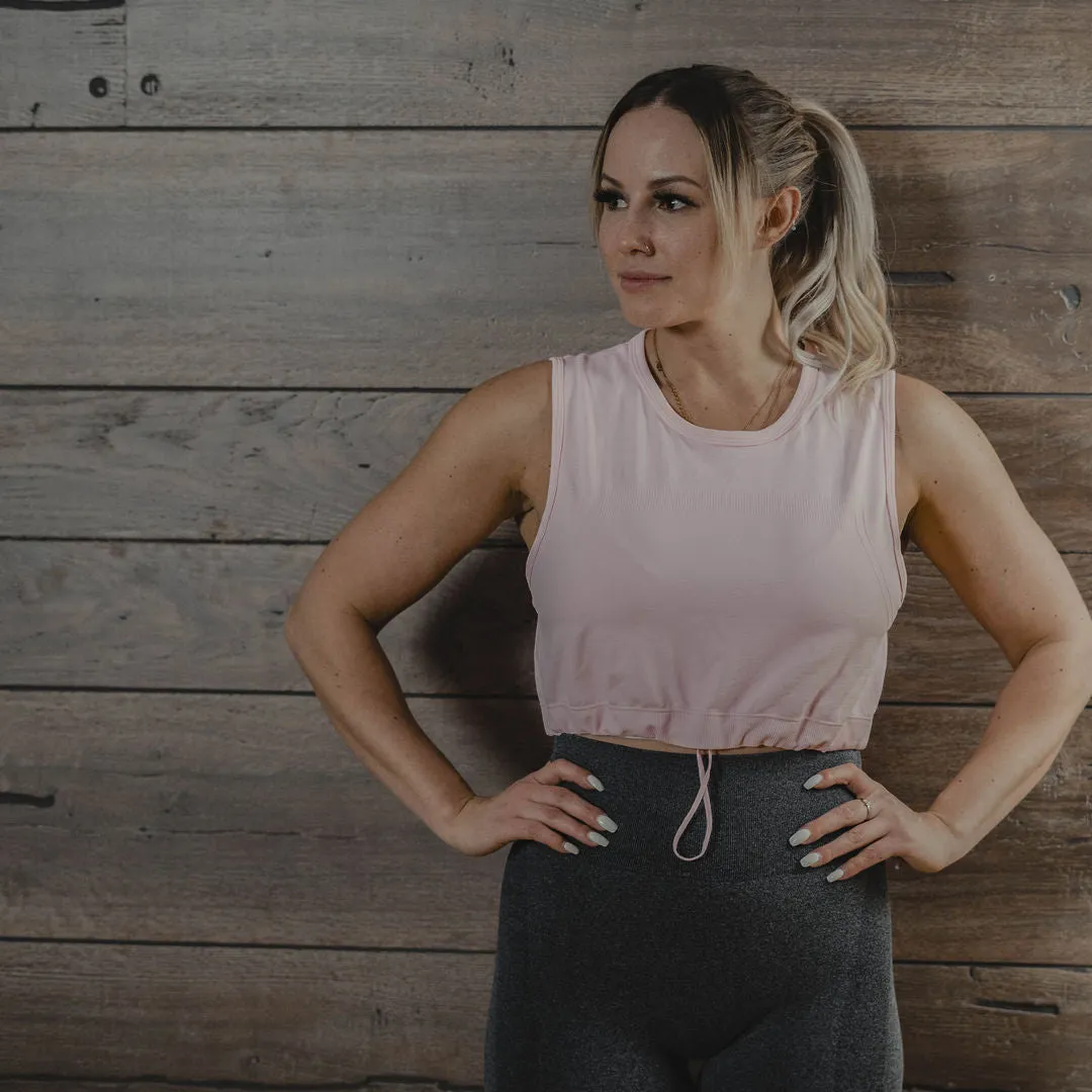 Drawstring Crop Top - Pink (Women's)