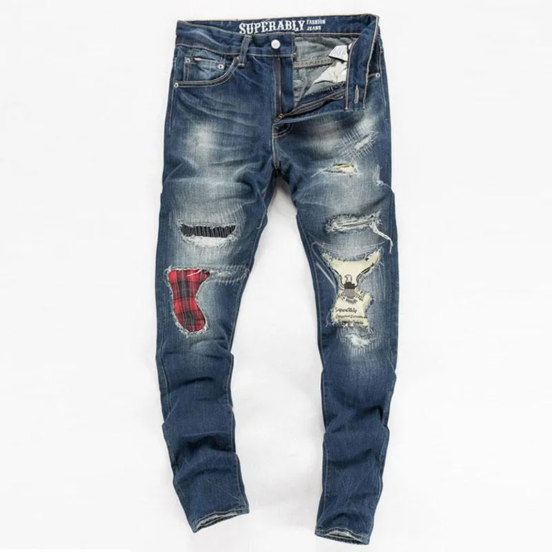 Fashion Mens Patch Jeans