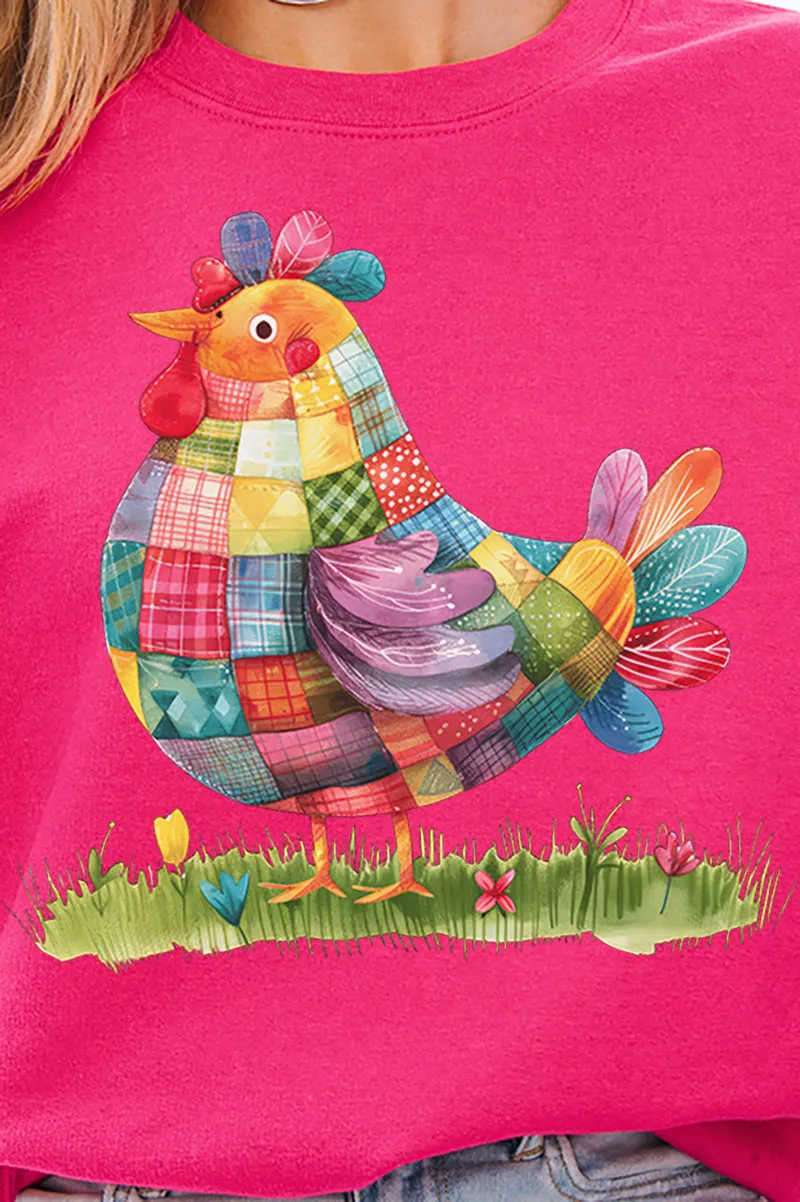 Faux Patchwork Chicken Unisex NuBlend Crew Sweatshirt
