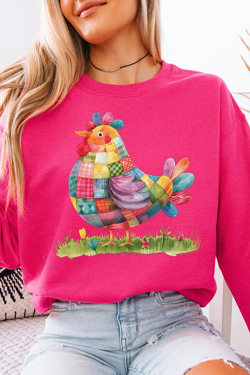 Faux Patchwork Chicken Unisex NuBlend Crew Sweatshirt
