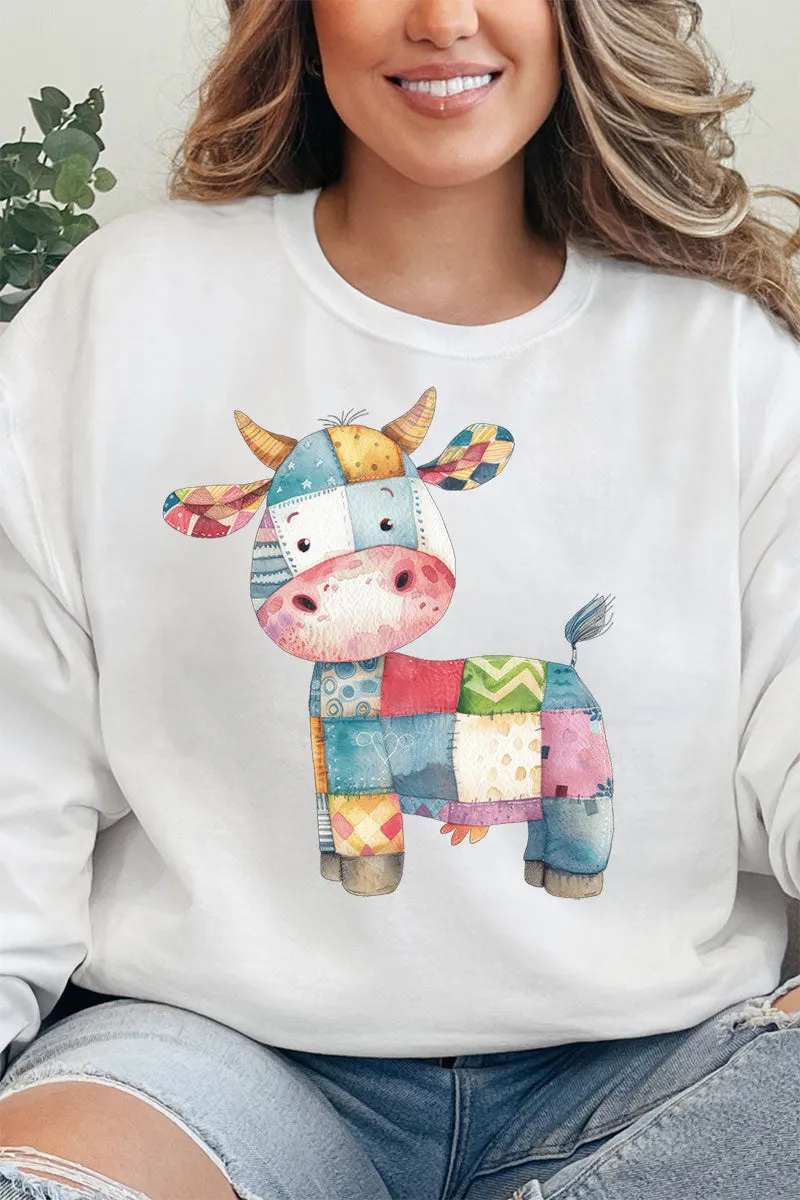 Faux Patchwork Cow Unisex NuBlend Crew Sweatshirt