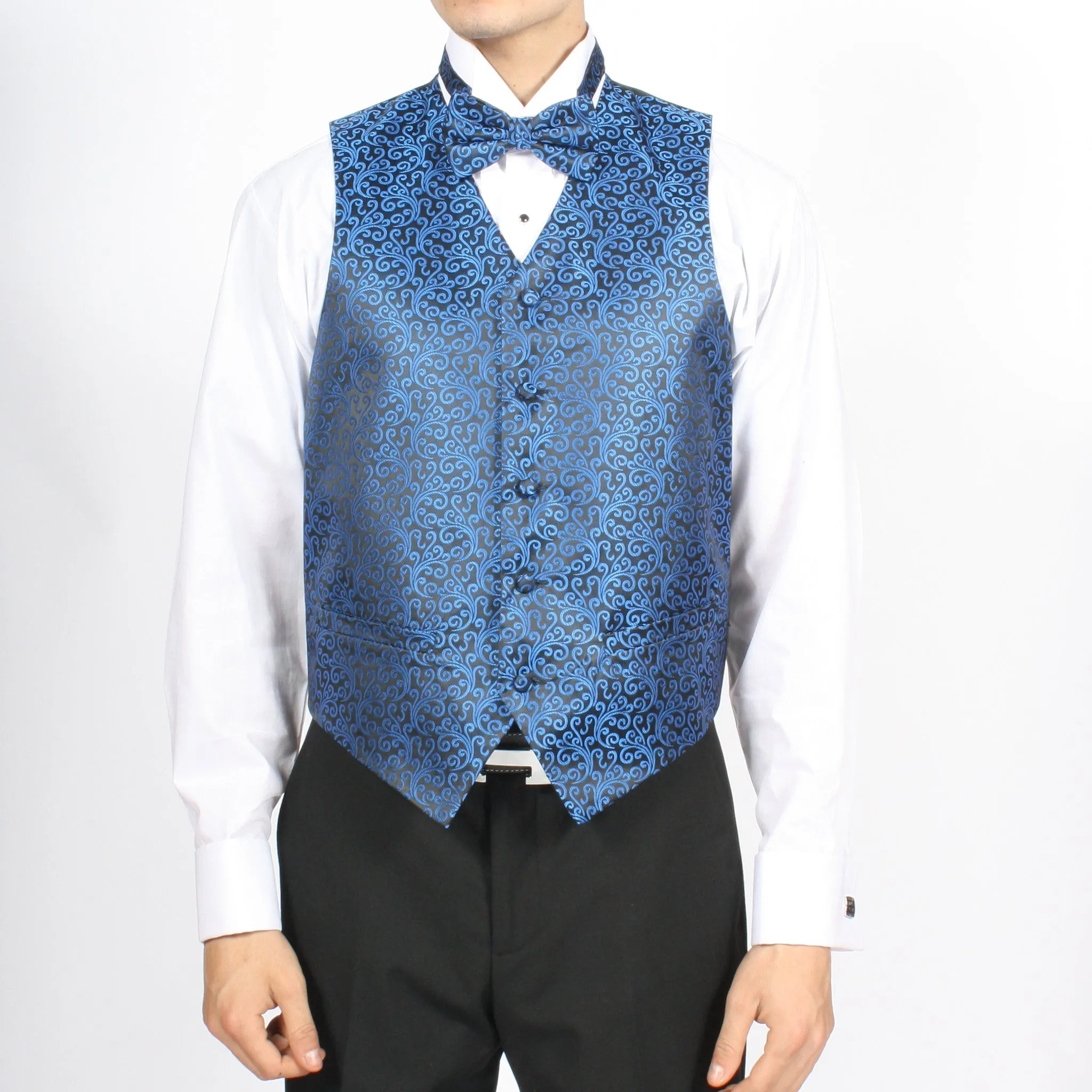 Ferrecci Mens PV50-3 Blue Black Vest Set