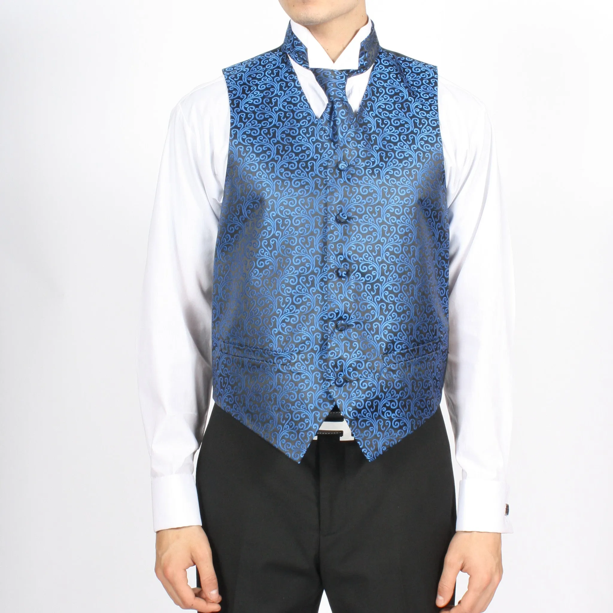 Ferrecci Mens PV50-3 Blue Black Vest Set