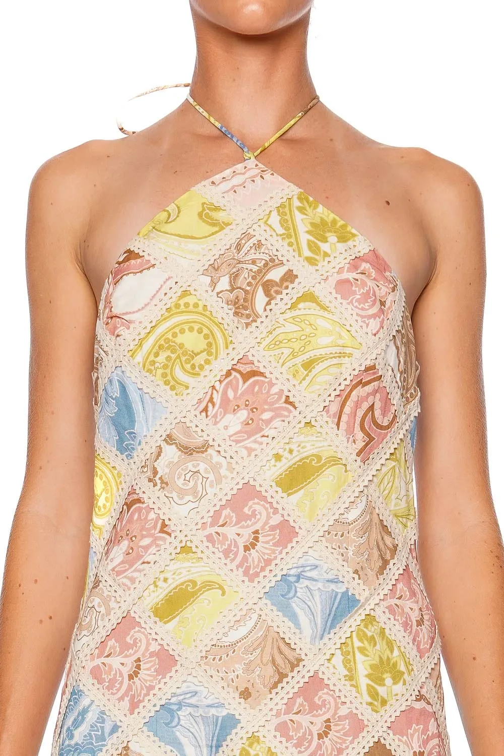 Fiza Lace Inset Halter Mini Dress