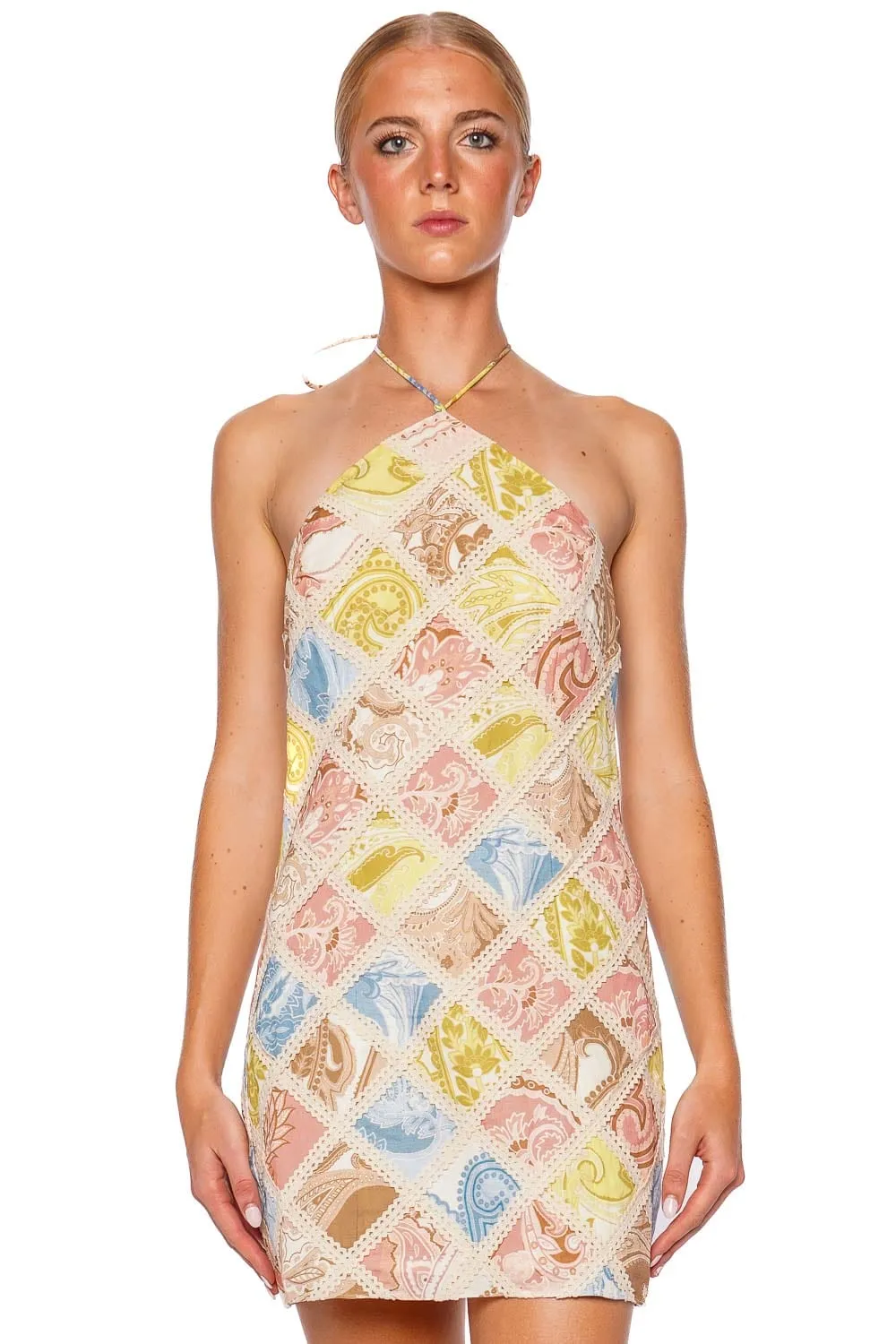 Fiza Lace Inset Halter Mini Dress