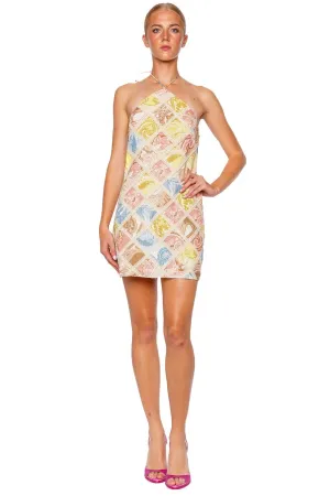 Fiza Lace Inset Halter Mini Dress