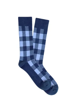 Gingham Socks | Midnight / French Blue