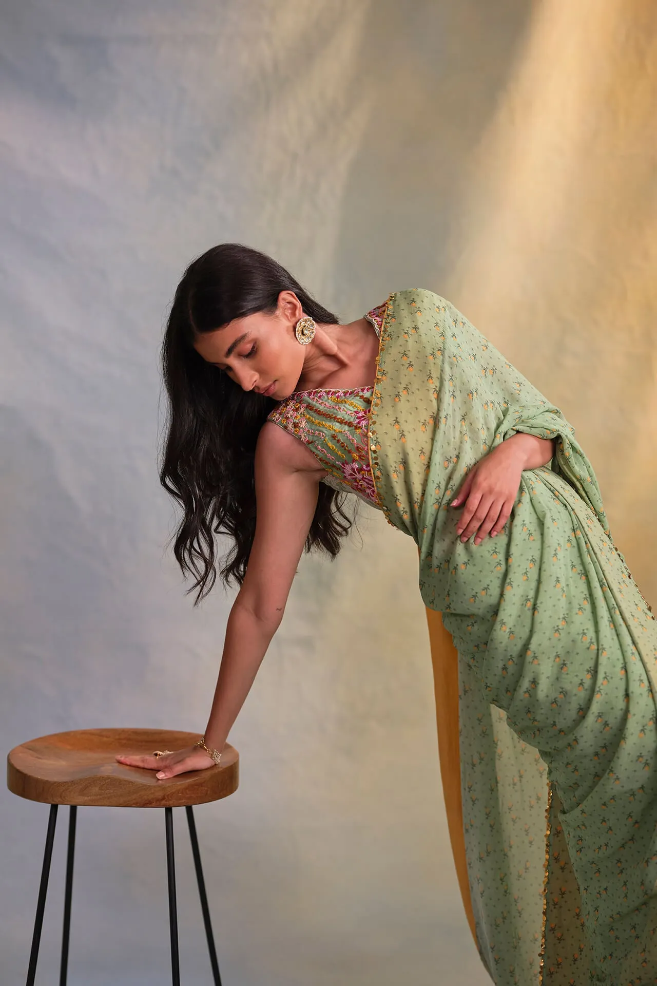 Green Rose Saree