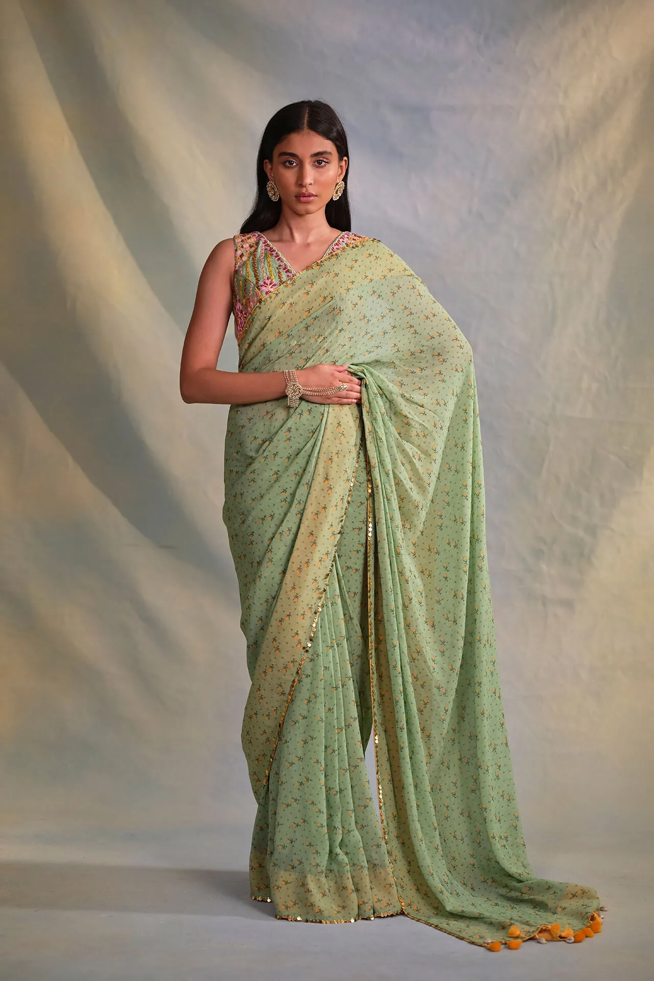 Green Rose Saree