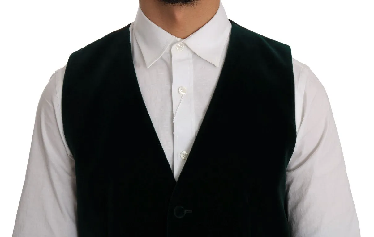 Green Velvet Formal Cotton Vest