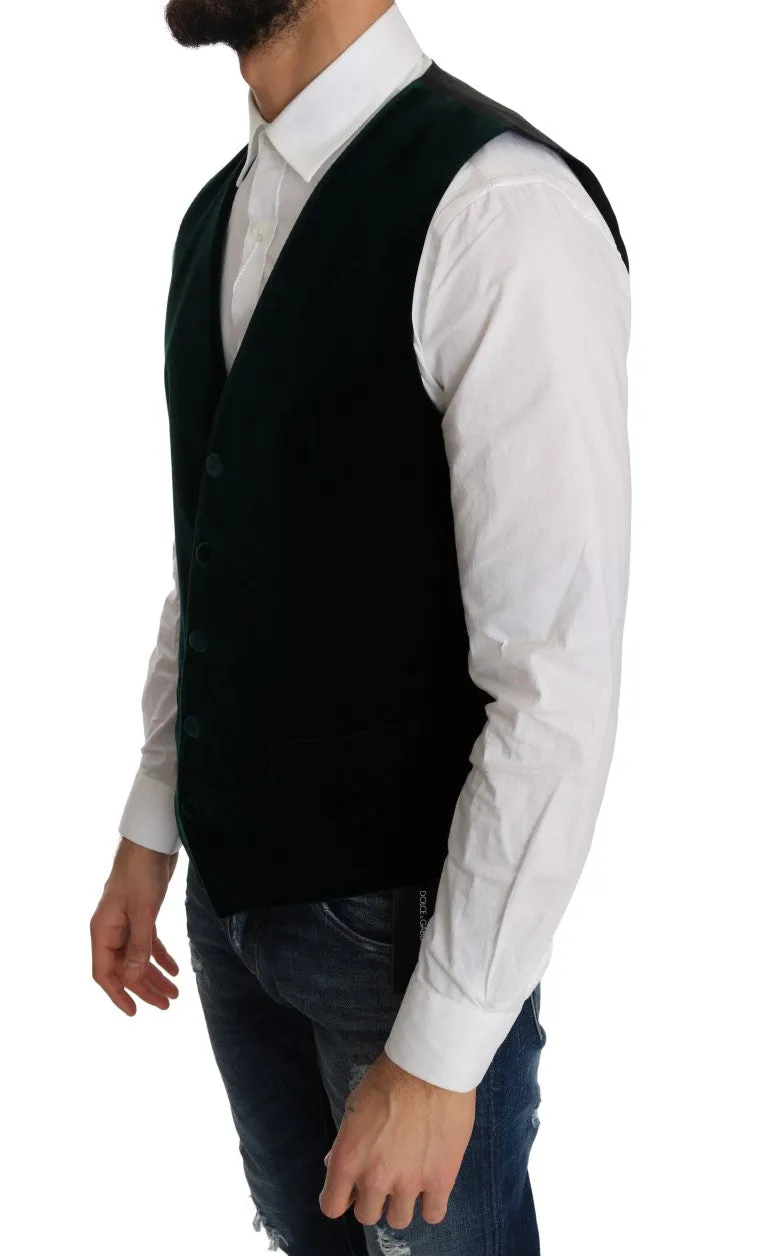 Green Velvet Formal Cotton Vest