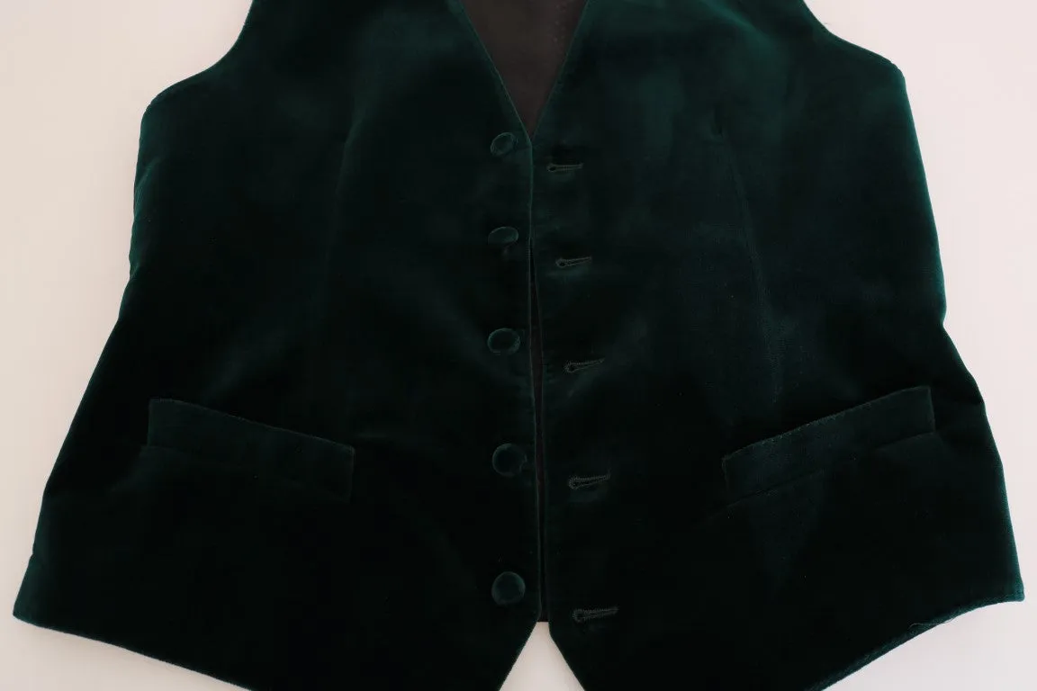 Green Velvet Formal Cotton Vest
