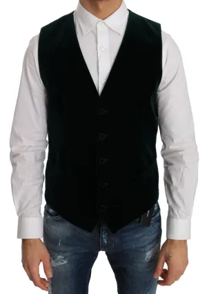 Green Velvet Formal Cotton Vest
