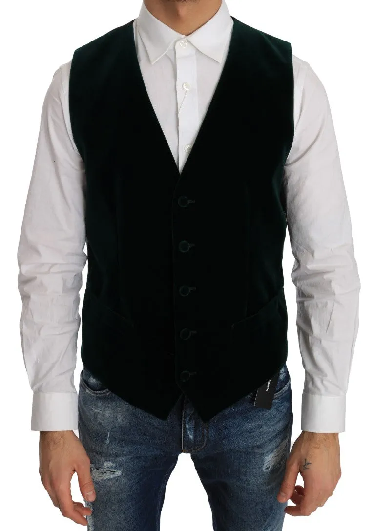 Green Velvet Formal Cotton Vest