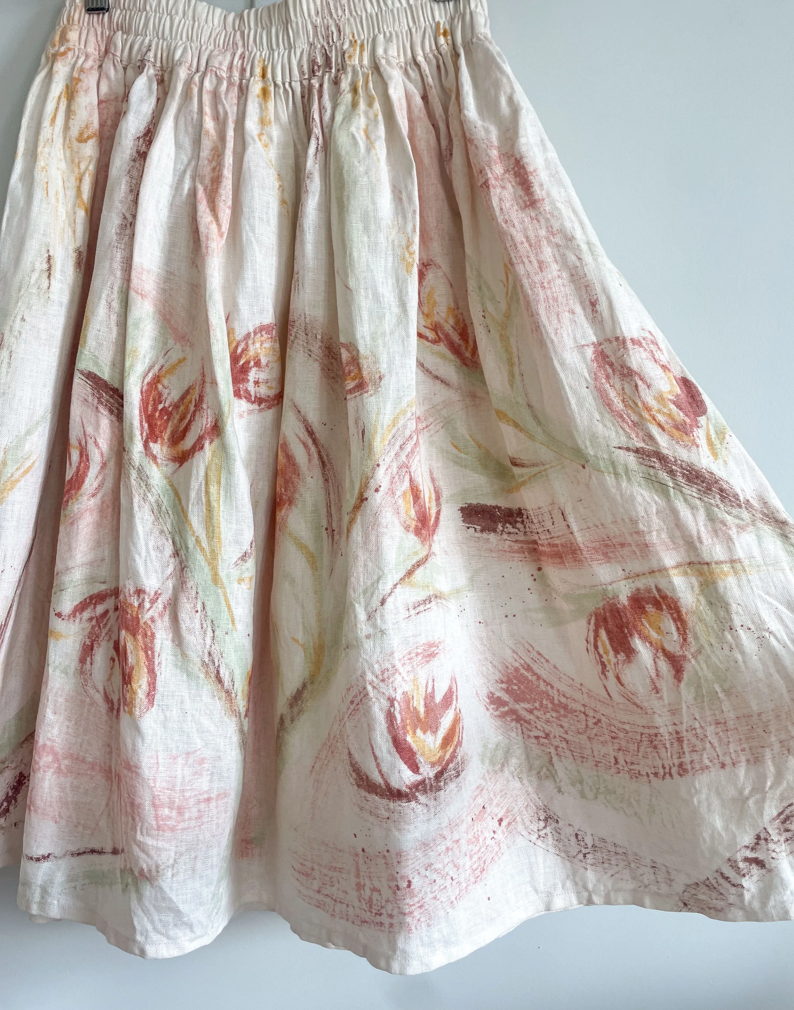 Hand-Painted Linen Skirt - Wild Flower