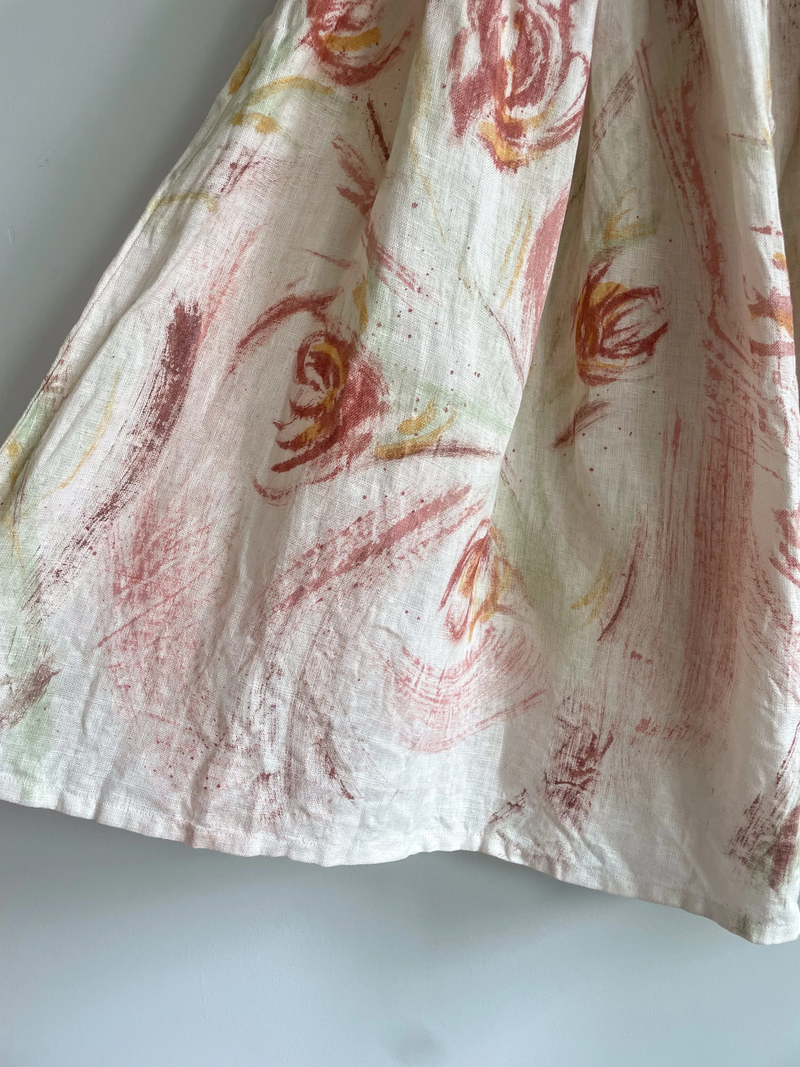 Hand-Painted Linen Skirt - Wild Flower