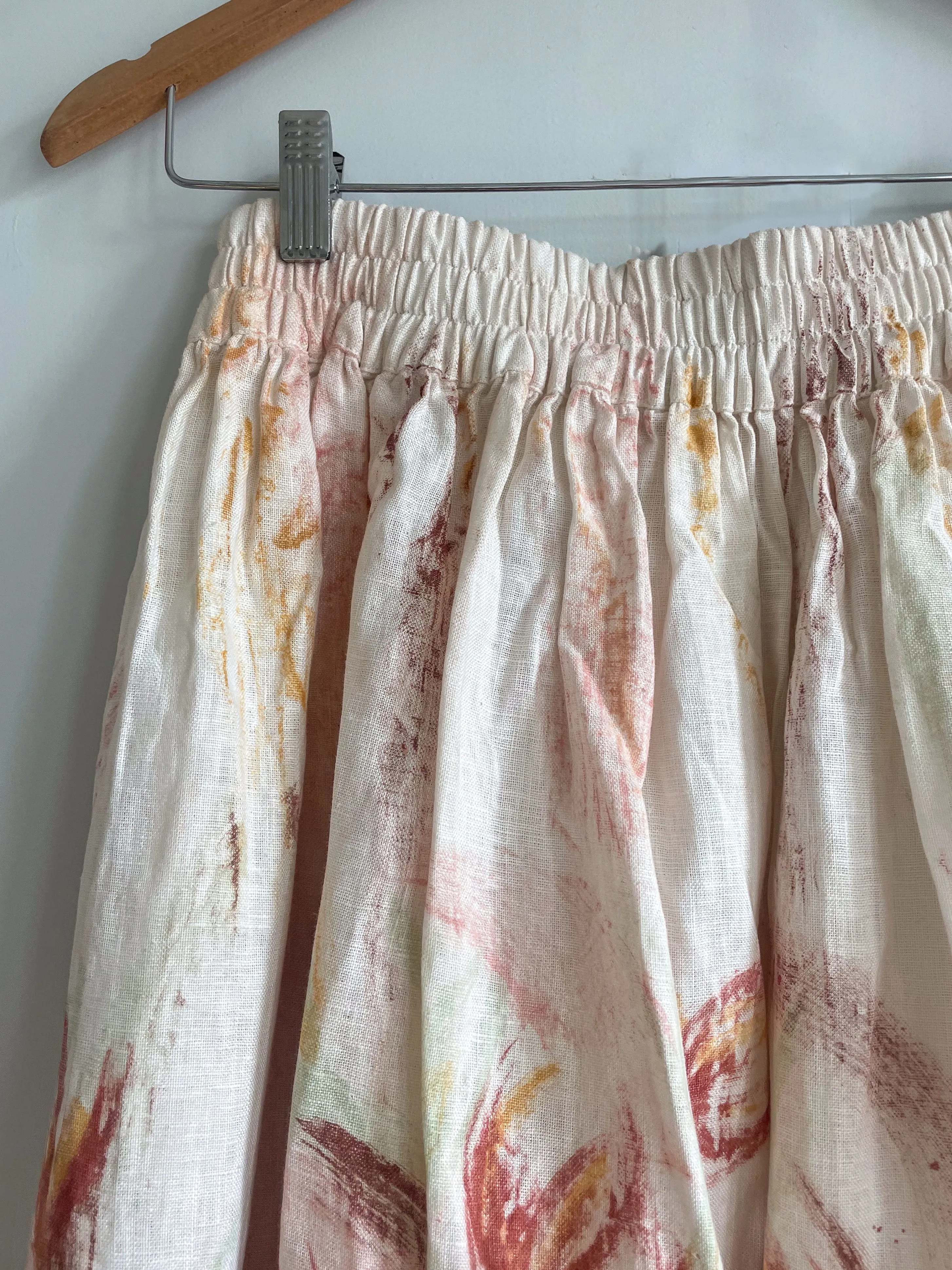 Hand-Painted Linen Skirt - Wild Flower