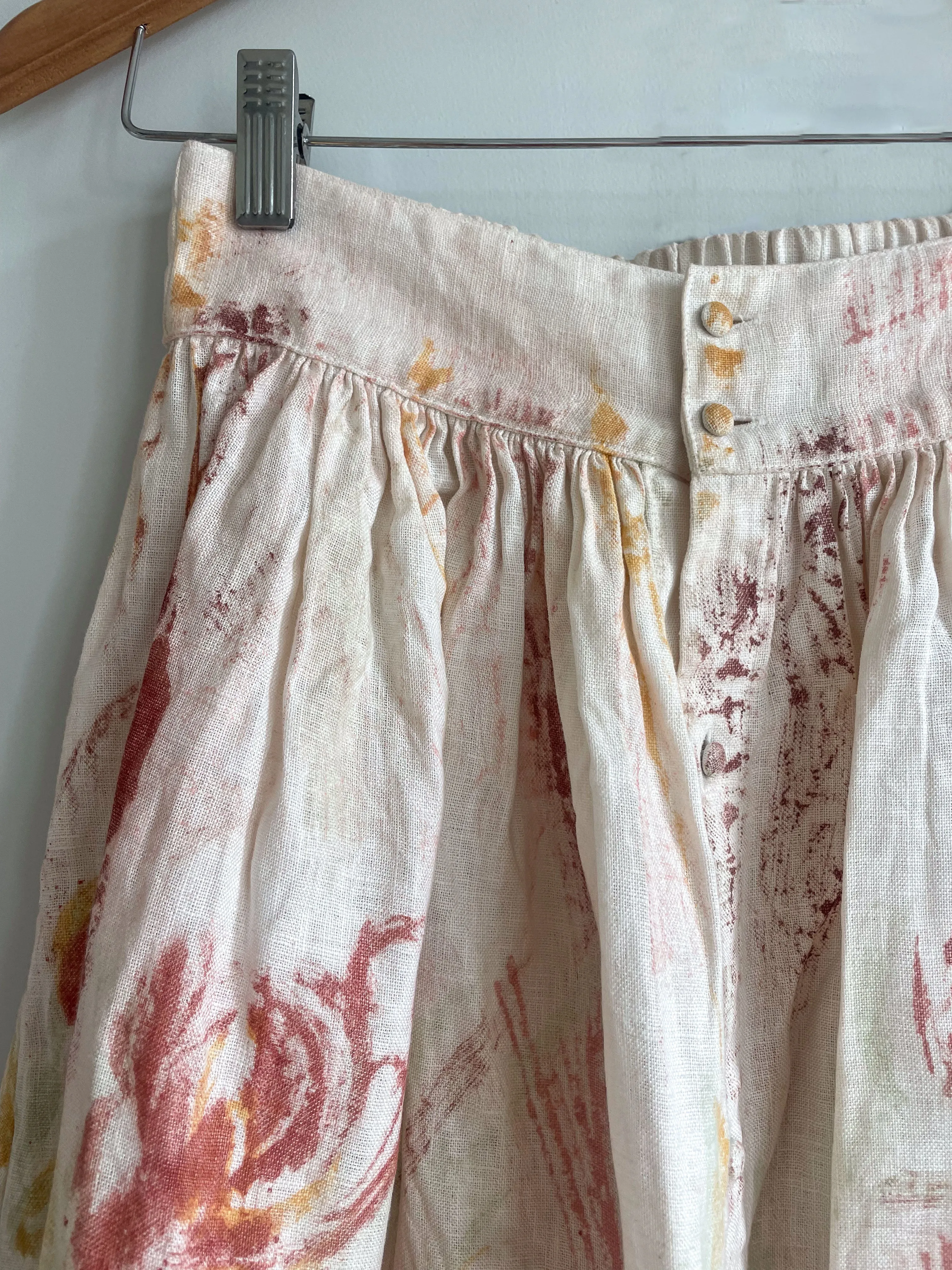 Hand-Painted Linen Skirt - Wild Flower