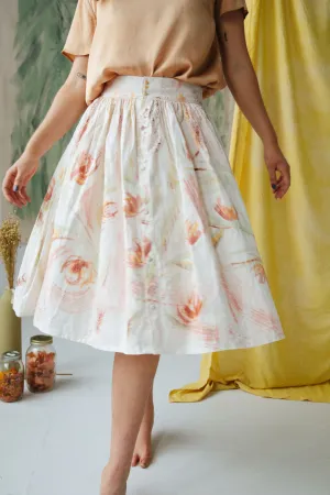 Hand-Painted Linen Skirt - Wild Flower