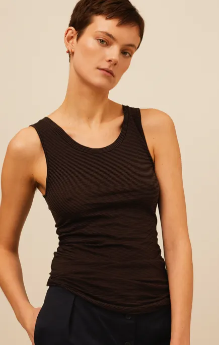 HARLIE STRIPED TANK - CHOCOLATE