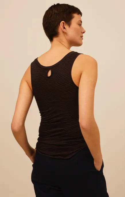 HARLIE STRIPED TANK - CHOCOLATE