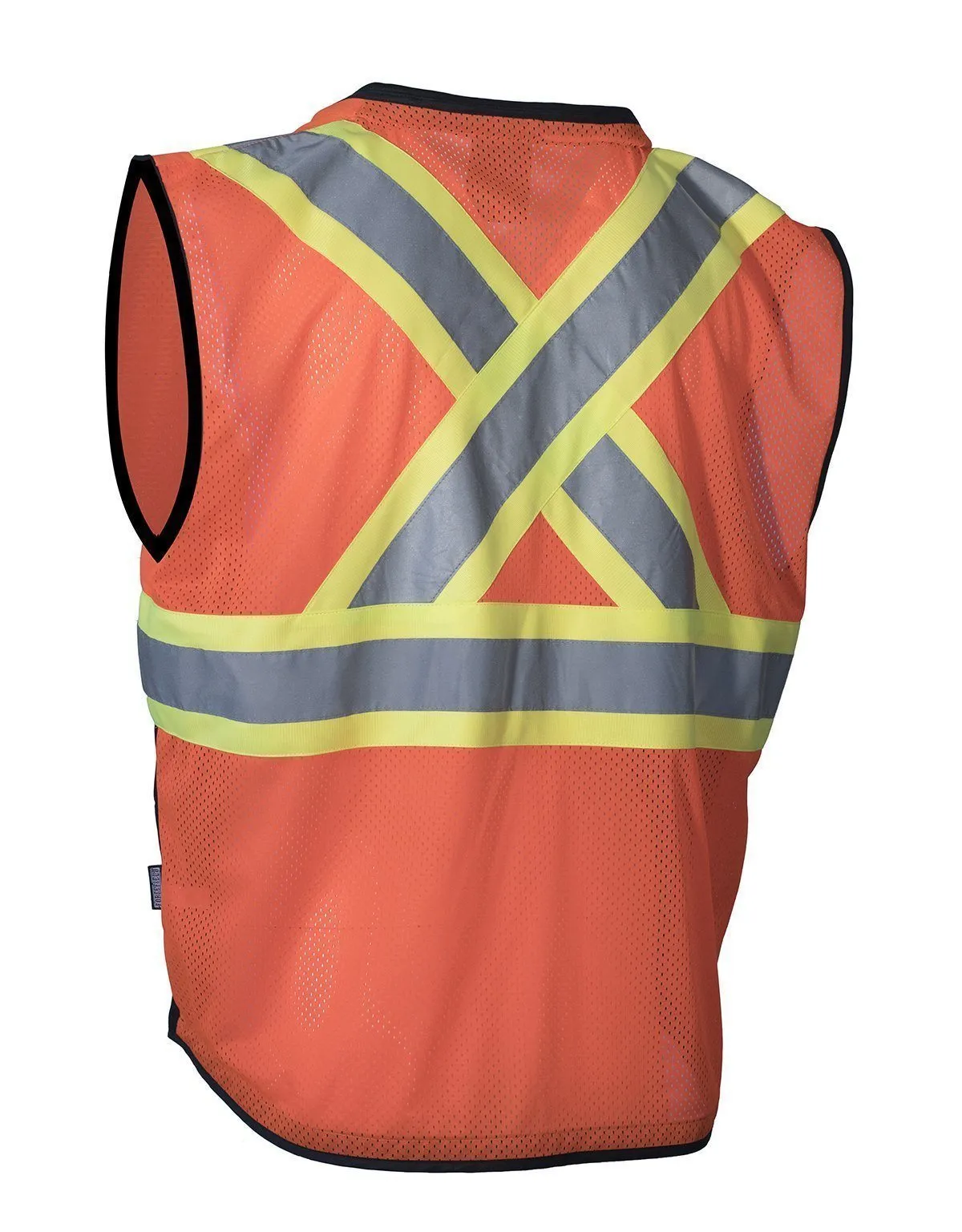 Hi Vis Traffic Safety Vest with Zipper Front, Tricot Polyester, 3 Sizes