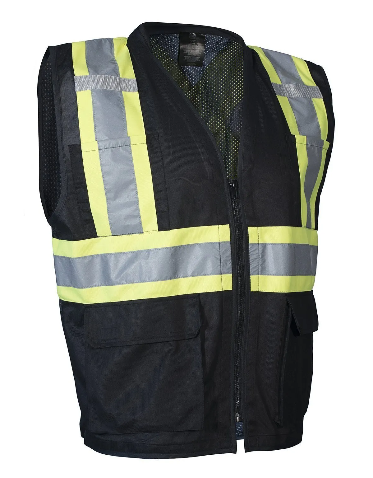 Hi Vis Traffic Safety Vest with Zipper Front, Tricot Polyester, 3 Sizes