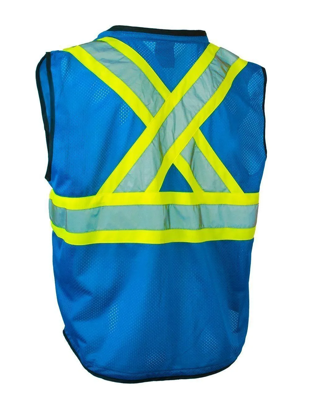 Hi Vis Traffic Safety Vest with Zipper Front, Tricot Polyester, 3 Sizes