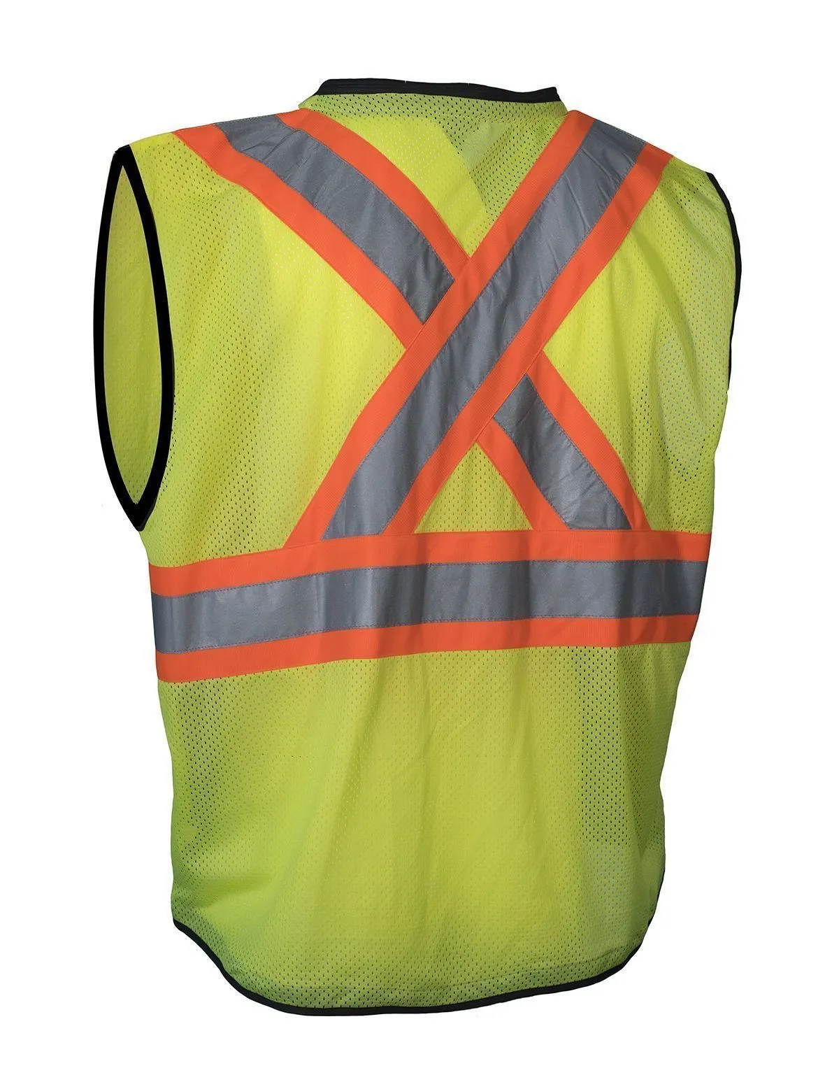Hi Vis Traffic Safety Vest with Zipper Front, Tricot Polyester, 3 Sizes