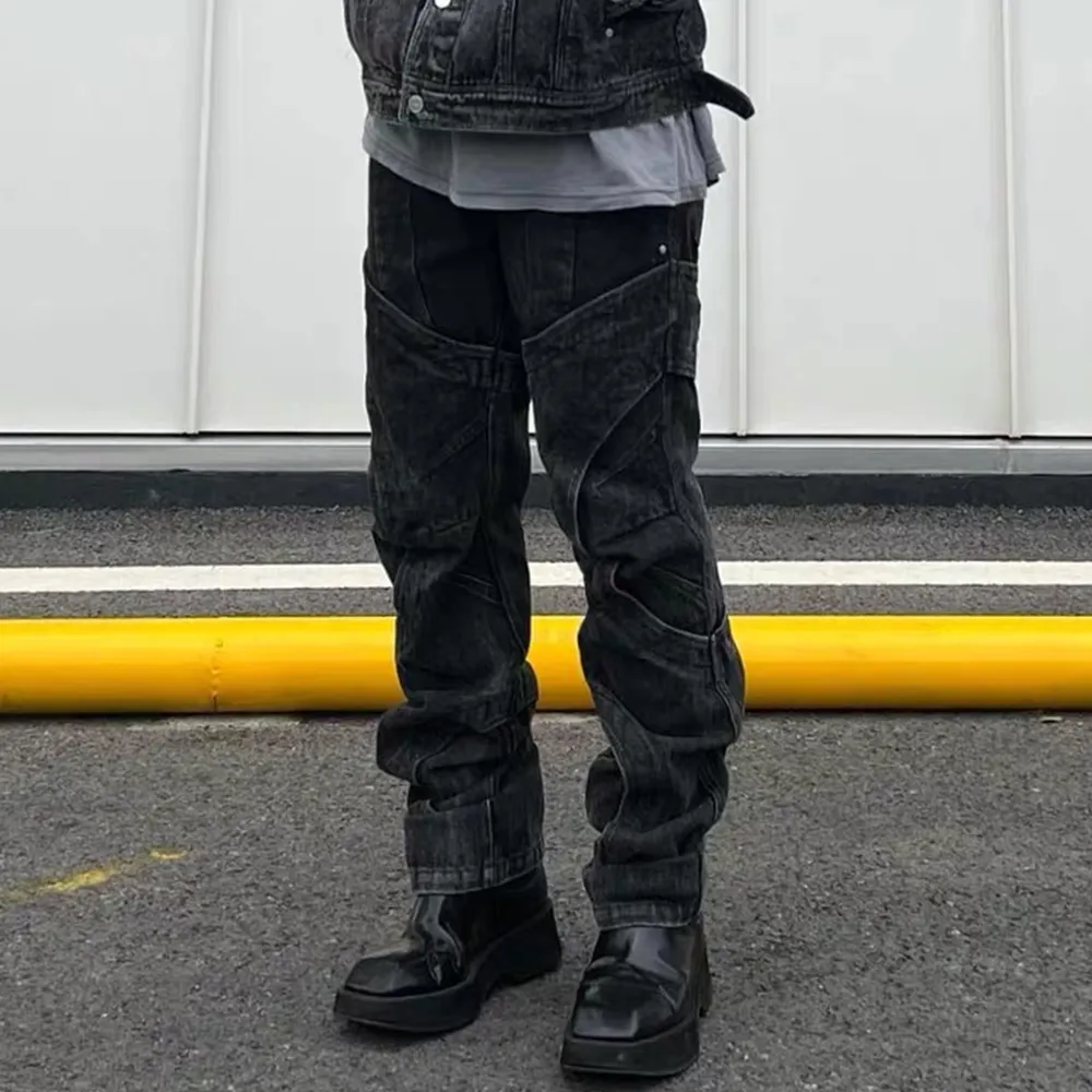 High Street Patchwork Washed Jeans