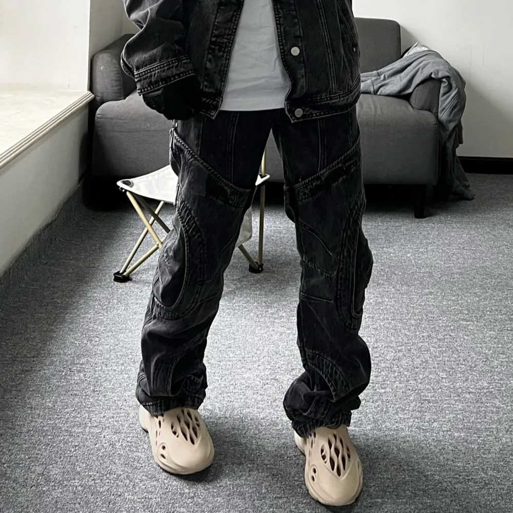 High Street Patchwork Washed Jeans