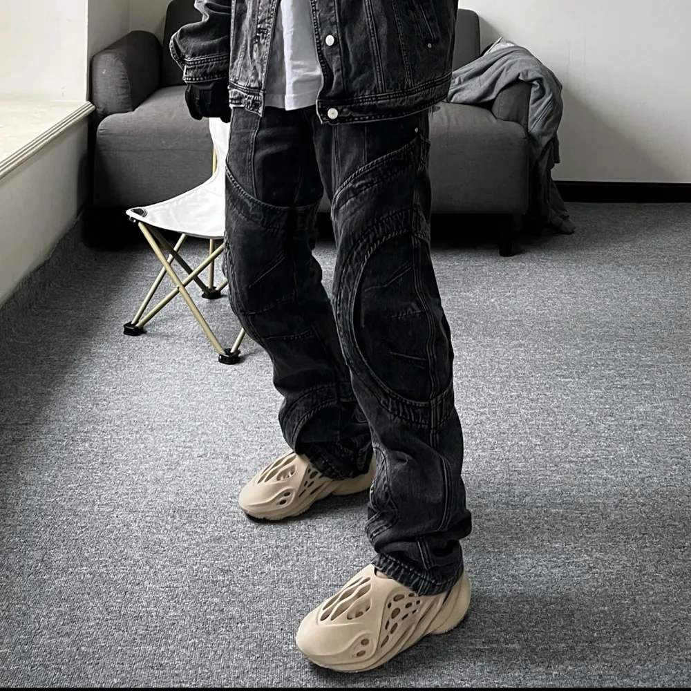 High Street Patchwork Washed Jeans