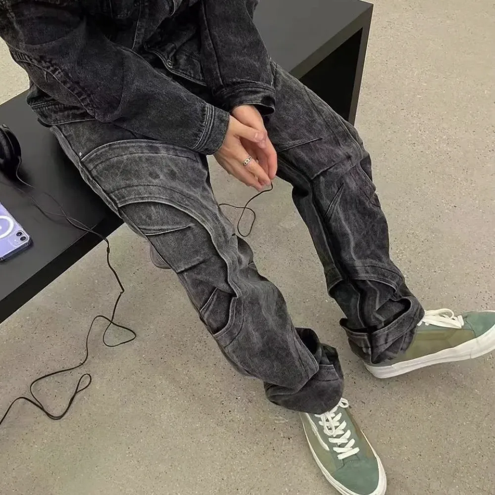 High Street Patchwork Washed Jeans